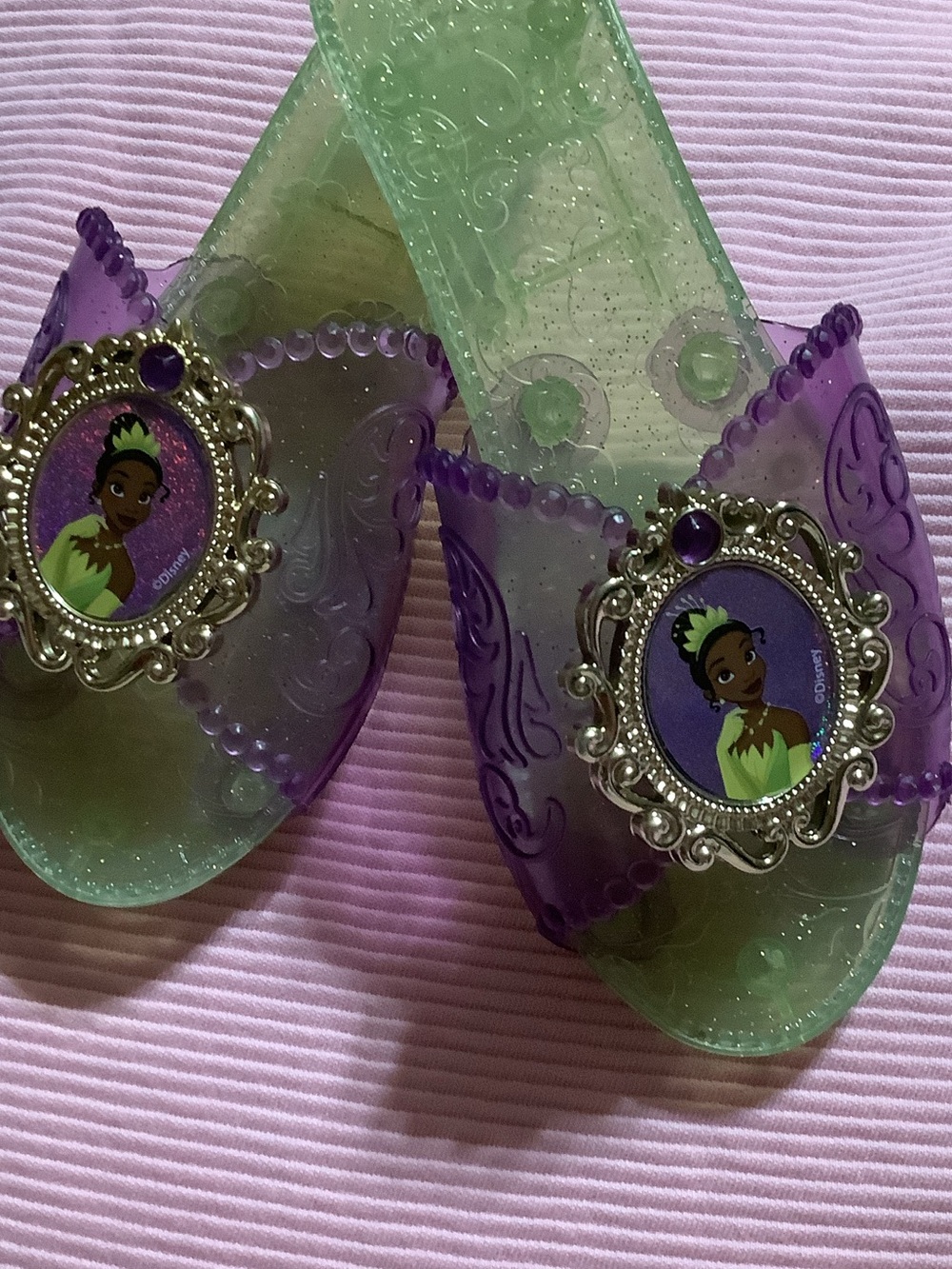 Girls' Purple & Green Princess Jelly Sandals